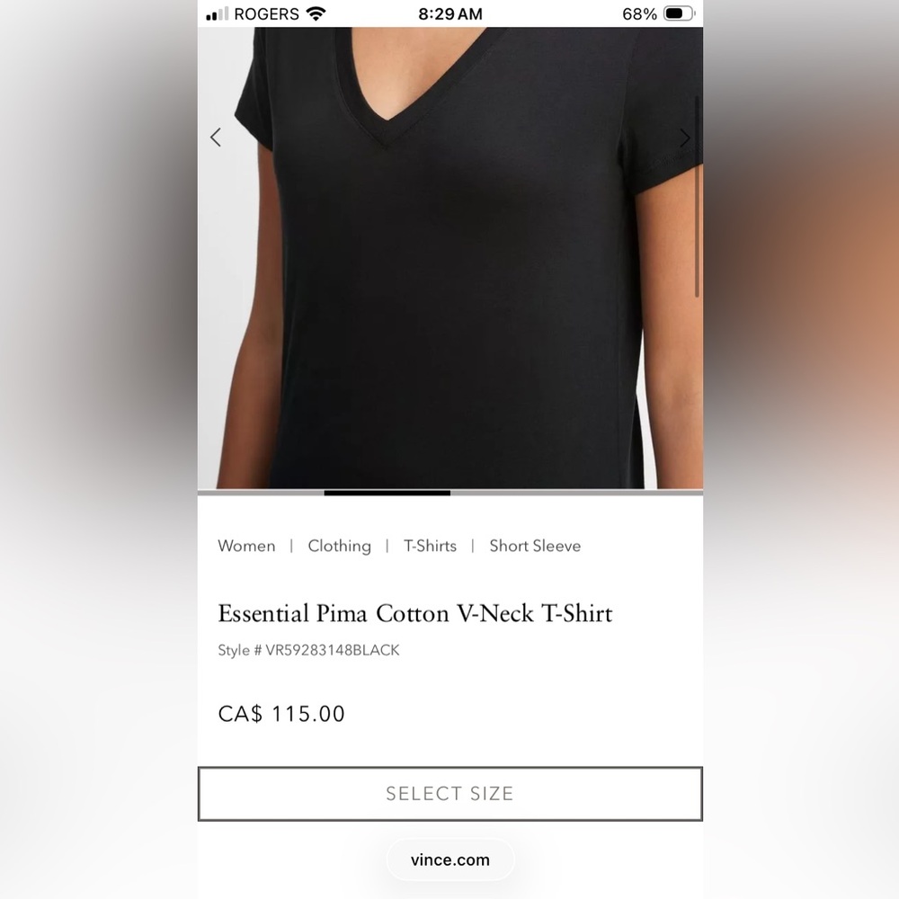 Vince Black V-Neck pima cotton T-Shirt